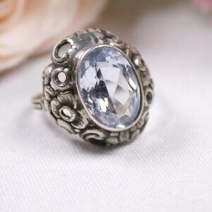 Vintage Ice blue dress dress ring, MCM Synthetic Spinel and 800 silver ring,